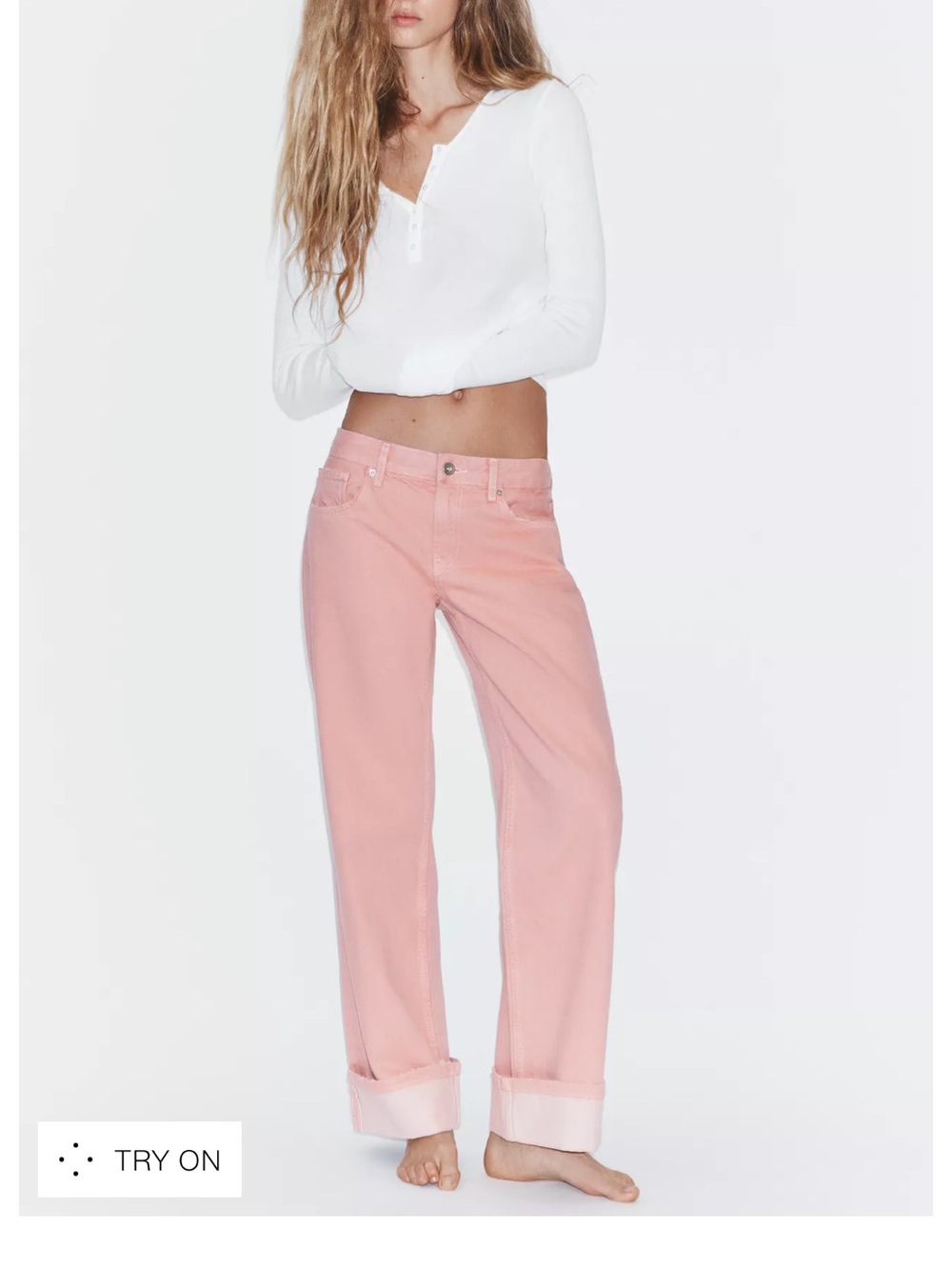 Zara Pink Straight-Leg Relaxed Jeans